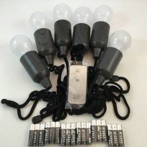 Hanging String LED Lights 6 Ct Indoor Outdoor Remote NEW LED Dark Gray Wood Look